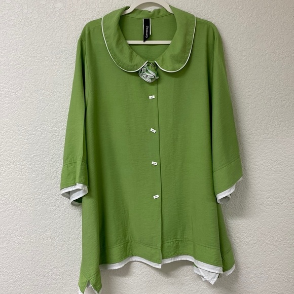 Curvesque Tops - Curvesque Bohochic Sharkbite 3/4 Sleeve Top 3X